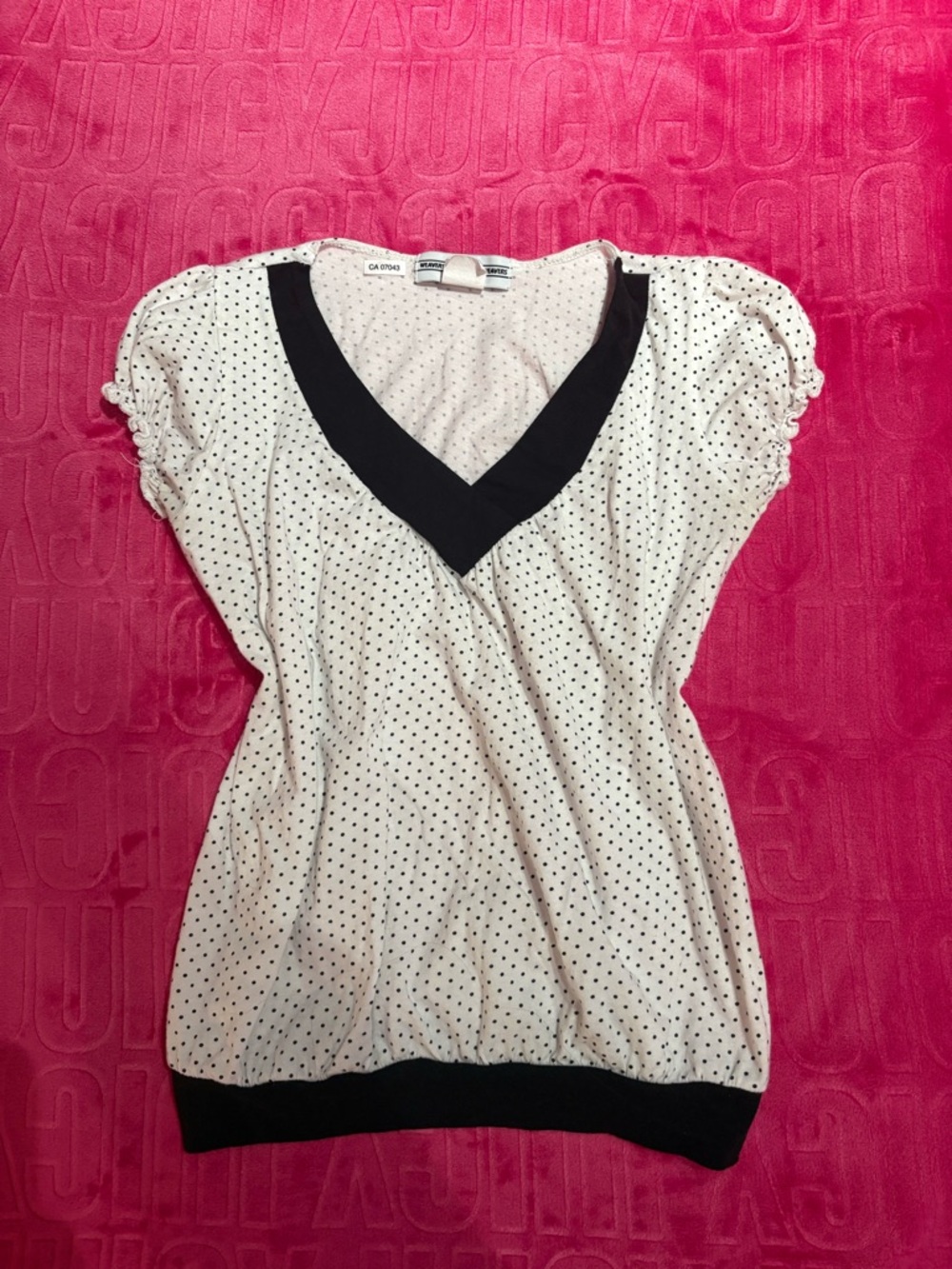 Y2K Girl Weavers Black & White Polka Dot Babydoll Top